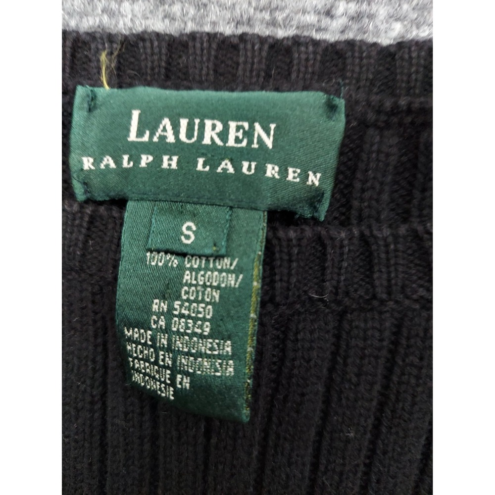 Vtg LRL RALPH LAUREN Sweater Womens Small Black Ribbed Y2K Boat Neck Stretch - Picture 3 of 10